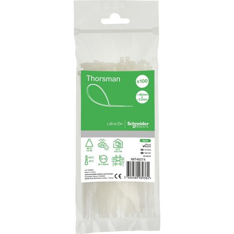 Thorsman colliers de serrage serre câbles 160x2,5mm incolore SCHNEIDER IMT46074 (1/3)
