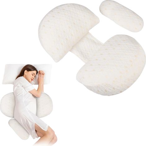 Coussin de grossesse, coin double ajustable, design multi-usages, BLANC (1/2)