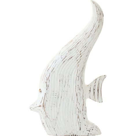Poisson décoratif en bois blanc antique - blanc cassé antique (1/3)