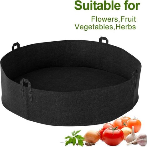 MOONSTARS Sacs à Plantes Grand en Non tissé, Pot Geotextile Noir 400L, Ø 130cm Hauteur 30cm 400g / m², Sac à Plantes Légumes de Jardin avec Poignée (1/4)