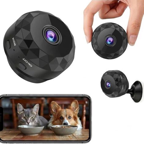 Mini Caméra de Surveillance WiFi 1080P Full HD, Caméra Intérieure Discrète avec Détection de Mouvement et Vision Nocturne, Petite Caméra sans Fil pour Bébé/Maison/Bureau, Supporte WiFi 2.4GHz (B) (1/5)