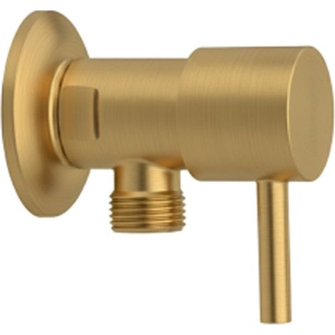 Robinet d'arrêt WC quart de tour céramique 1/2" (15x21) - Or brossé (1/2)
