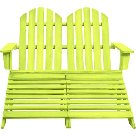Sedia da Giardino Sedute da esterno a 2 Posti con Pouf in Legno di Abete Verde (1/3)