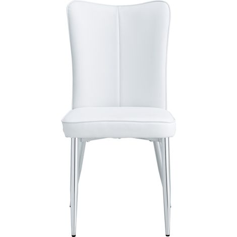 Chaise de salle à manger 89 cm design moderne 2 chaises revêtement pu blanc pieds en métal argenté plusieurs coloris disponibles (1/3)