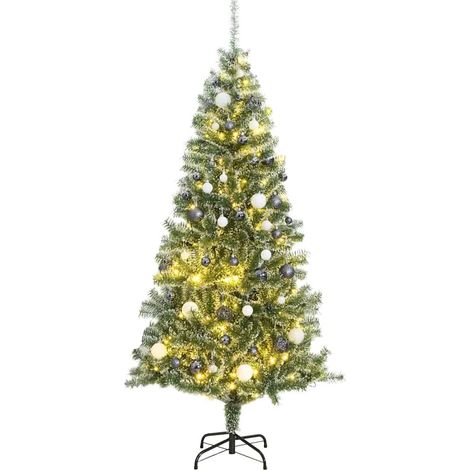 Künstlicher Weihnachtsbaum 300 LEDs & Kugeln Beschneit 240 cm