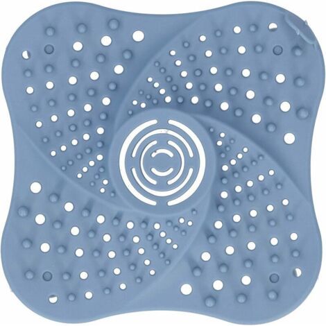 VtiziklSalle de Bain Silicone Couverture de Drain de Sol Plat Attrape-Cheveux Bouchon Anti-Blocage évier égout Filtre Cuisine système de Drainage Accessoire Bleu (1/5)