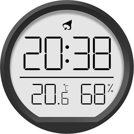 Horloge numérique avec moniteur de température et d'humidité, fonction d'alarme, design magnétique/mural pour bureau à domicile, noir