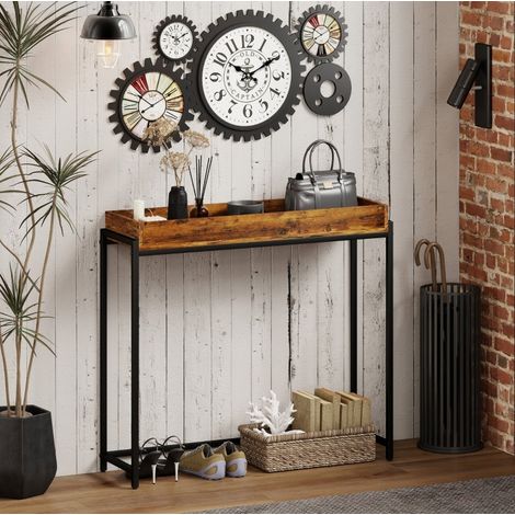 Schmaler Konsolentisch für den Eingangsbereich 100 x 30 x 91 cm, rustikal braun HAVRYA (1/5)