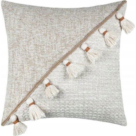 ZIANA Kissen 45x45 Fransen beige (1/3)