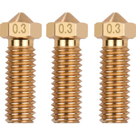 Lot de 3 buses volcan extrudeuse imprimante 3D laiton filetage M6 tête d'impression sortie 0.3mm pour Sidewinder X1 TEVO Little Monster filament 1.75mm (1/2)