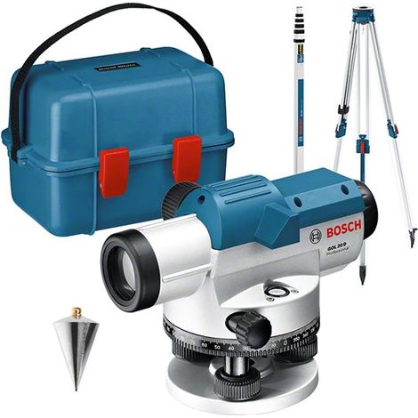 Bosch Optisches Nivelliergerät GOL 20 D mit Baustativ BT160 Messstab GR 500 - 0601068402 (1/5)