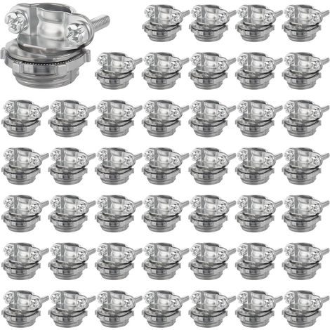 50 Stück, 1/2-Zoll-Kabelklemmen aus Zinklegierung für NM-Kabel, elektrische Leitungen, Metallrohre und Verteilerdosen