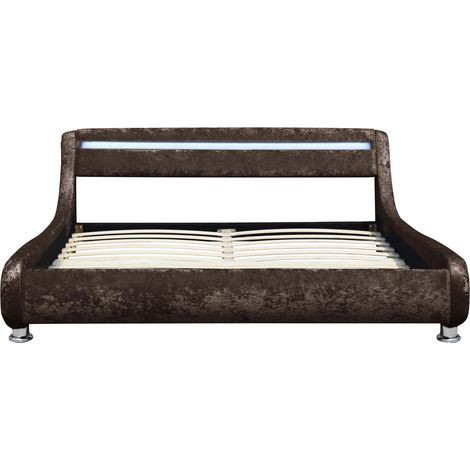 5ft LED Crushed Velvet Bed Frame in Brown