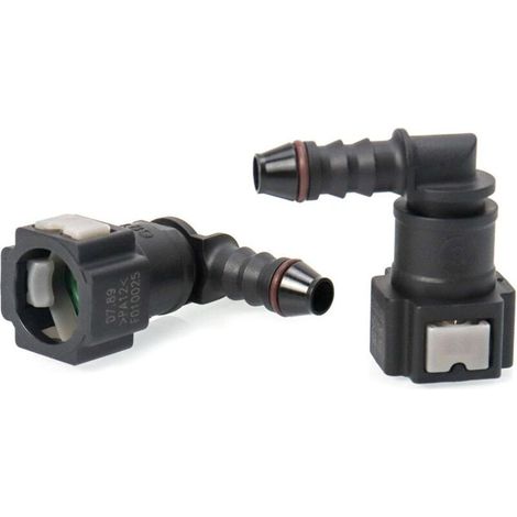Lot de 2 Connecteur de Tuyau de Carburant de Voiture, Raccord durite essence, connecteur rapide à 90 degrés, plastique 7.89mm Connecteur ID6 (1/4)
