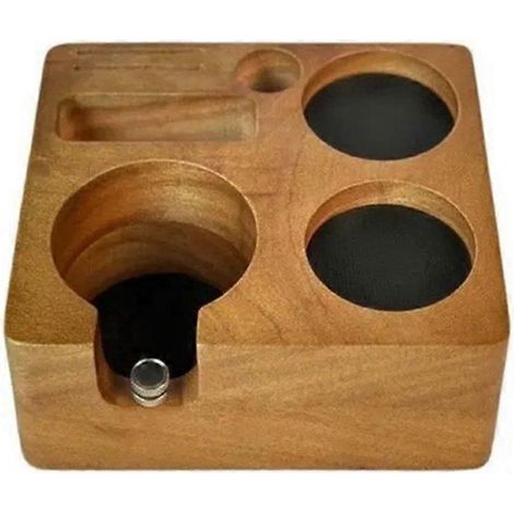 Support de base en bois multifonctionnel et réglable pour tasseur à café, compatible avec les porte-filtres à café de 51 mm. (1/5)