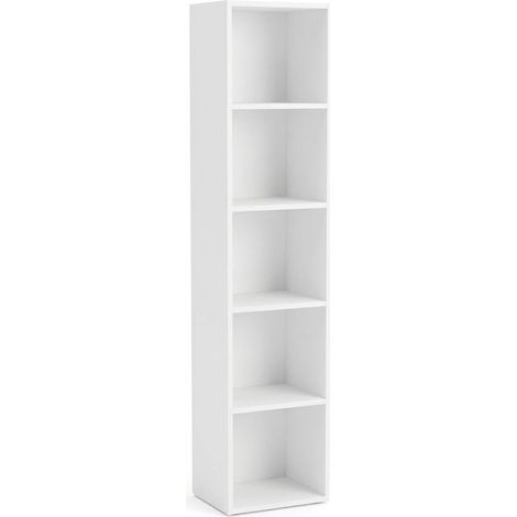 Libreria Scaffale 5 Vani Mobile Soggiorno Ufficio Casa 30x24x132 Cm Bianco