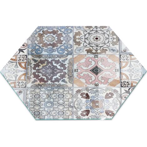 Base décorative Plaque en verre trempé de sol avec impression moderne sous cheminée Motifs mosaïques sur carreaux h40 cm (1/5)