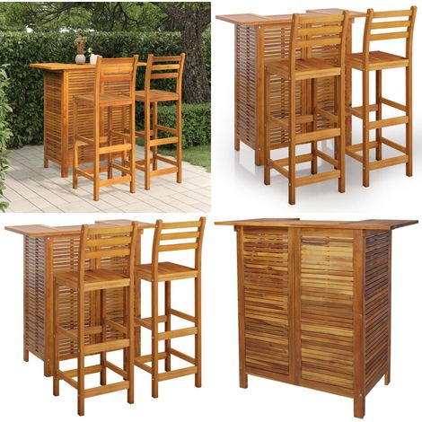 Ensemble de bar de jardin 3 pcs Bois d'acacia solide - ensemble de bar de jardin -  ensembles de bar de jardin - Home & Living