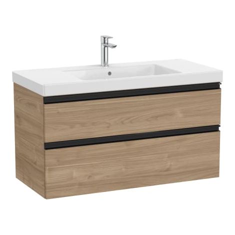 CONJUNTO MUEBLE THE GAP 1000X460 2 CAJONES + LAVABO PLUS CENTRADO NOGAL