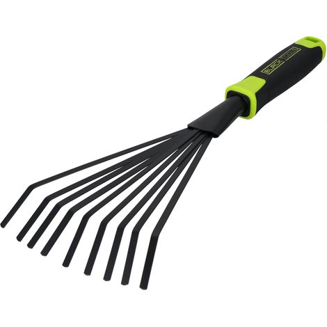 Black TOOLS® - Scopa a ventaglio da giardino, ideale per aprire foglie, manico antiscivolo, resistente alla corrosione, lunghezza 40 cm, per giardino, vasi da balcone, aiuole