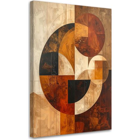 Stampe su Tela, Astrazione geometrica nei toni caldi del marrone e dell'ocra. - 40x60 (1/2)