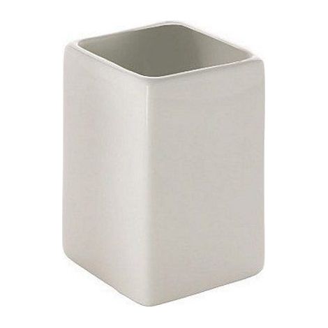 Vaso Porta Cepillos De Dientes De Cerámica Blanca Cuadrado  Vella
