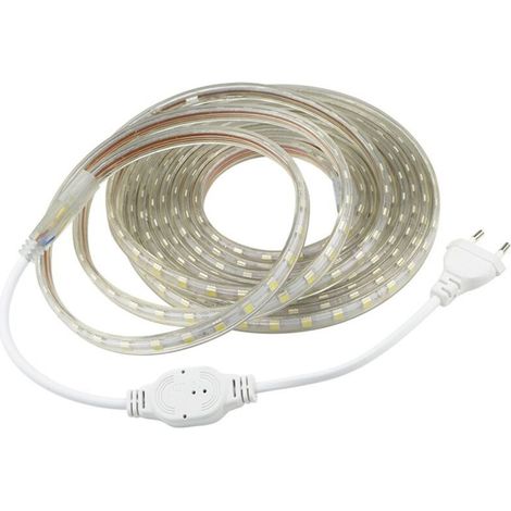 Ruban Led 3M, Très Lumineux Bandeau Led 220v avec Interrupteur,5050 IP65 Etanche, Blanc Chaud (1/5)