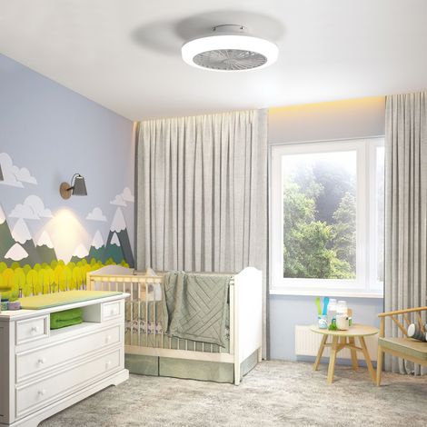 Ventilatore da soffitto a incasso da 45,7 cm con luce e telecomando, design moderno, senza pale, bianco (1/5)