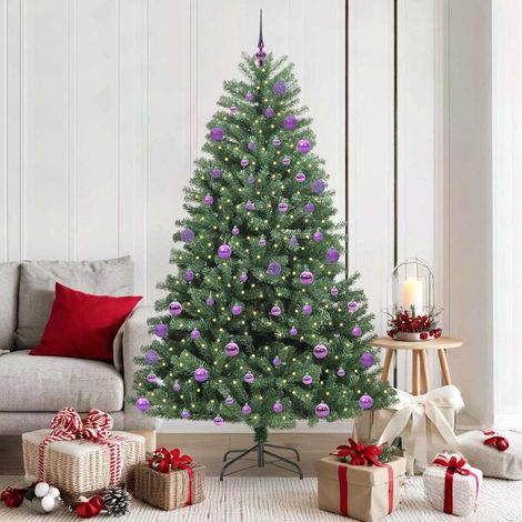 vidaXL Artificial Hinged Christmas Tree Green 180 cm PVC and Metal (1/5)