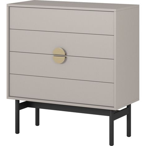 Selsey Stoon II - Kommode mit 4 Schubladen, Taupe, 85 cm (1/5)
