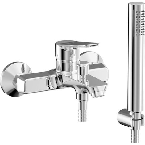 Miscelatore vasca esterno in ottone cromato con flessibile e doccetta in ABS Aurora (1/2)