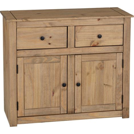 Panama 2 Door 2 Drawer Sideboard - L40 x W93 x H80 cm - Natural Wax (1/5)