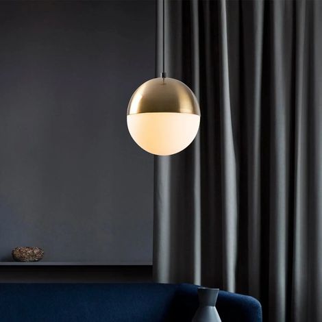 [GEBRAUCHT] B-Ware Hängeleuchte Bastos 2101 Pendelleuchte Opalglas Gold Antik ø 20 Cm E27 Led Lampe