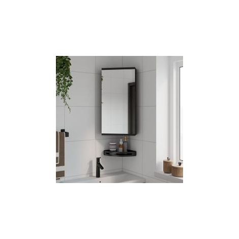 Armoire de bain à miroir d'angle noir 30x24x60 (1/5)