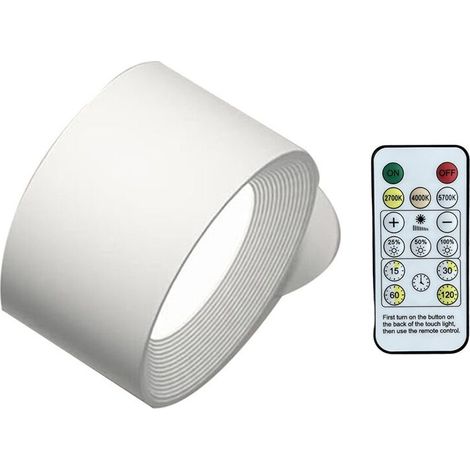LED-Wandleuchten mit Fernbedienung und Touch-Steuerung, 3 Farbtemperaturen und 360°-Magnetdimmer, Weiß