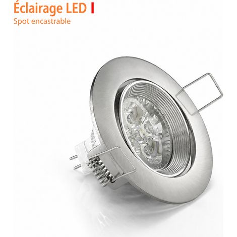 Support de spot encastrable orientable GU10 MR16 en fonte nickel D85xH25 mm perçage 75 mm 100 g – Livraison gratuite (1/5)