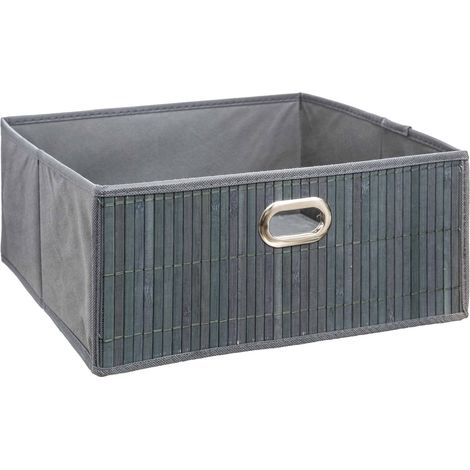 Five – Panier en bambou 31x15cm – Façade en bambou durable – Tissu polyester résistant – Pour rangement cuisine et salle de bain