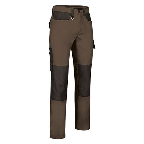 Pantalón de trabajo multibolsillos con diseño bicolor, de poliéster y algodón DYNAMITE 48 Marrón chocolate/Negro