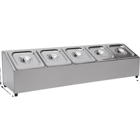 Étagère à épices, Acier inoxydable, 5 Contenants, Argent (1/2)