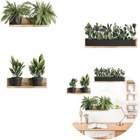 Sticker Mural Plante en Pot, Sticker Mural Plante Verte 62 x 70 cm, Sticker Mural Papier Peint Naturel DIY pour Chambre, Salon, Fond TV (1/5)