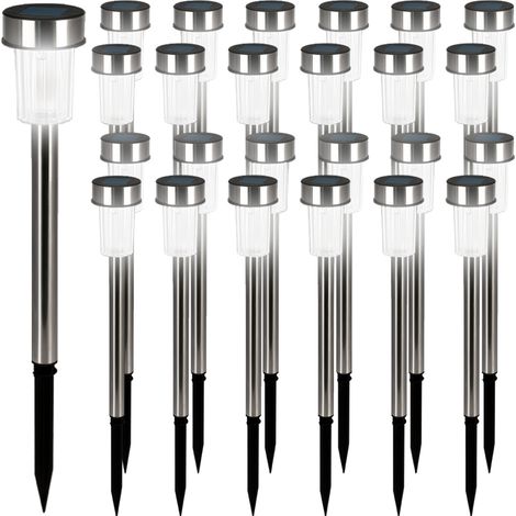 MONZANA® LED Solarlampen Außen 24er Set Wetterfest IP44 Edelstahl Dämmerungssensor Erdspieß Solar Garten Solarleuchte Gartenbeleuchtung