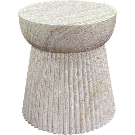 Ebuy24 – Table d'appoint ronde effet travertin 37cm – Hauteur 43cm – Design contemporain chic – Idéal pour petits espaces (1/4)