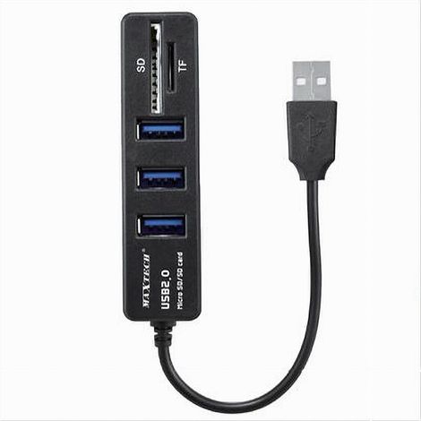 TRADE SHOP - Hub 3 Porte Usb 2.0 + Lettore Di Schede Memoria Micro Sd/sd Dati Ricarica Hub-01 - (1/3)