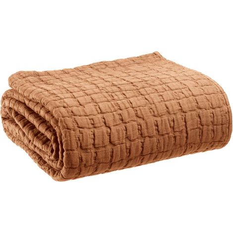 VIVARAISE - Couvre-lit Swami Vivaraise - Moutarde - 240 x 260 cm - Coton 100%