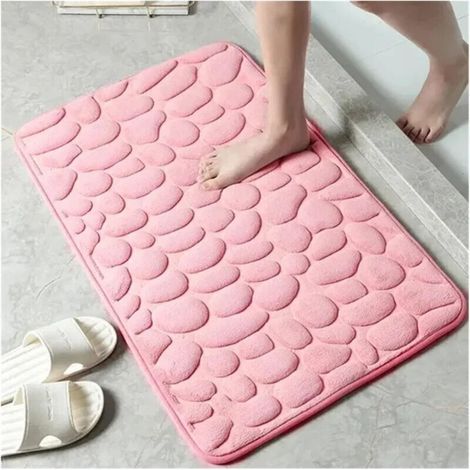 Tappetino da bagno rosa in memory foam 40x60 cm, 1 pezzo, assorbente e antiscivolo, ideale per bagno e soggiorno.