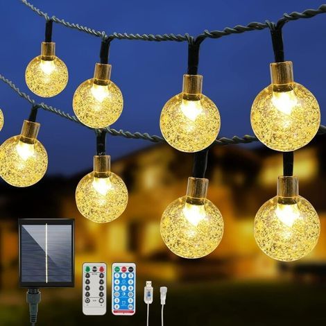 12M 100 LED String Lights with Remote Control, Solar and USB Powered, Outdoor and Indoor Use, 8 Modes, Waterproof Garden String Lights (1/5)