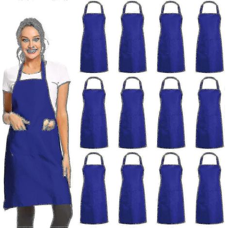 Packung mit 12 schlichten 2-Taschen-Schürzen – ABlue Unisex-Business-Schürzen in Schwarz (Großhandel)