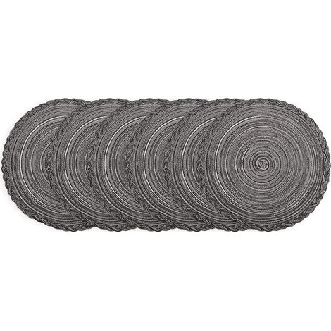Sets table ronds tressés lot de 6, antidérapants, lavables, doubles fonctions sous-verres (1/3)