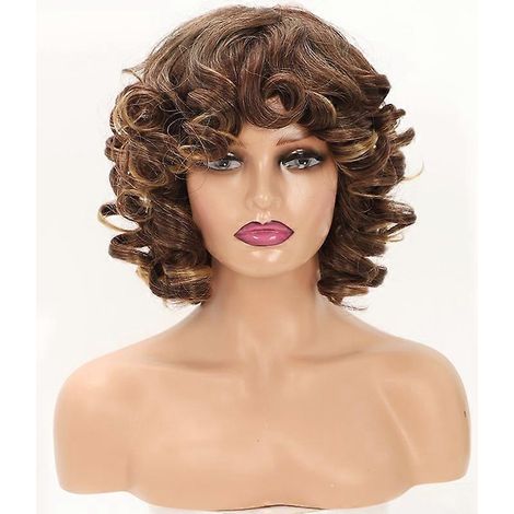 Perruques afro courtes pour femmes noires, perruques bob bouclées et volumineuses avec frange, perruque synthétique naturelle orange-rouge-blond