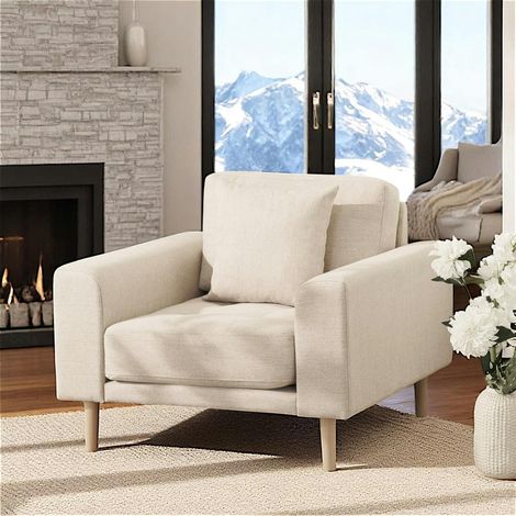 Fauteuil blanc sable en tissu ROTTERDAM (1/5)